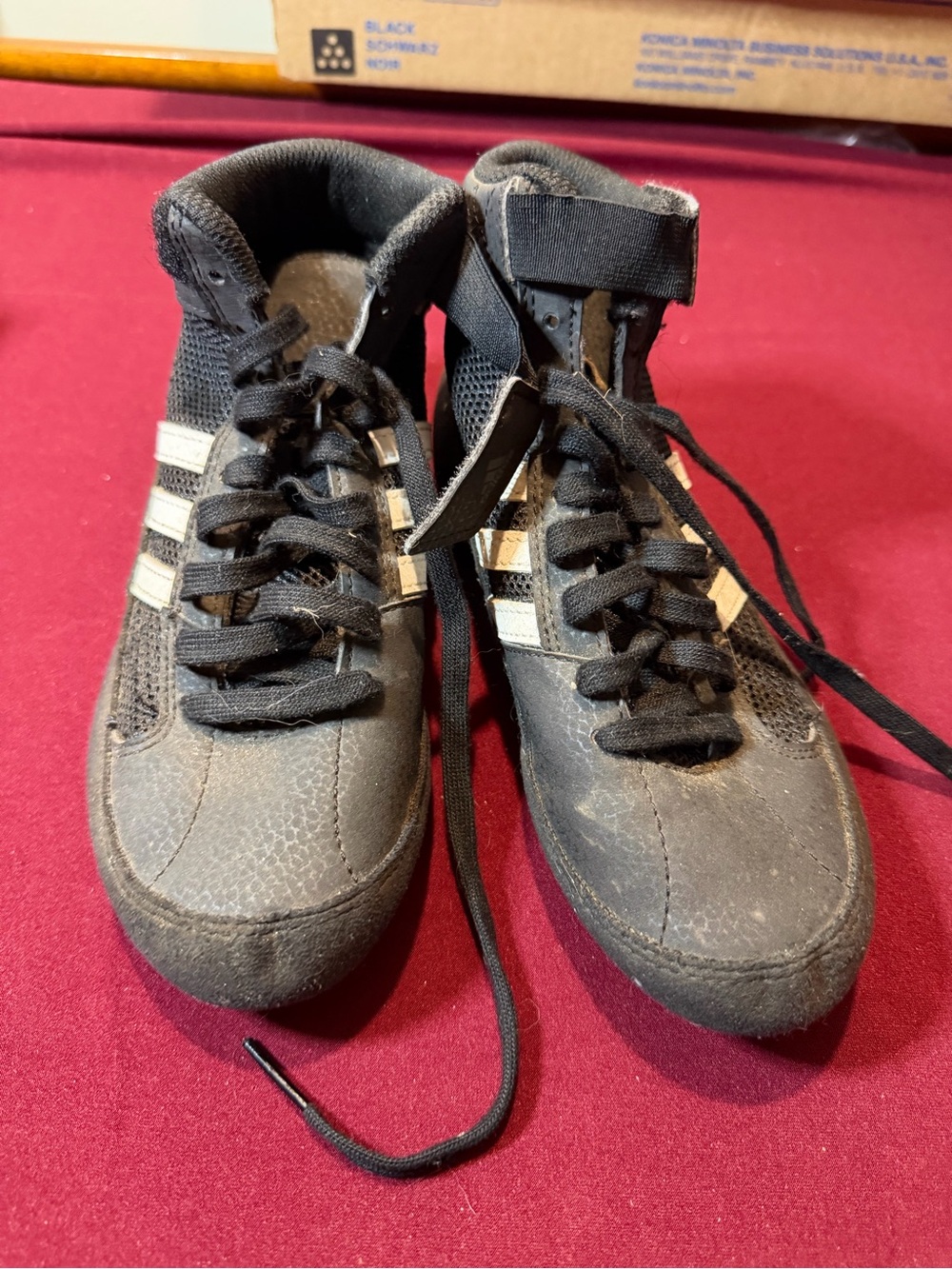 Black High-Top kids wrestling adidas Athletic Sneakers size 1 1/2